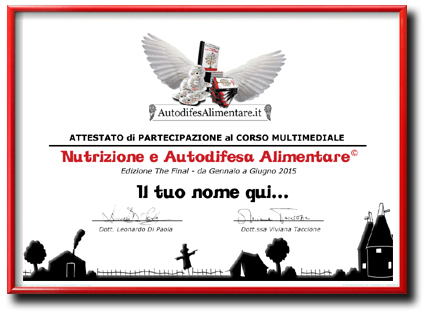 Attestato per gli Allievi di Autodifesa Alimentare